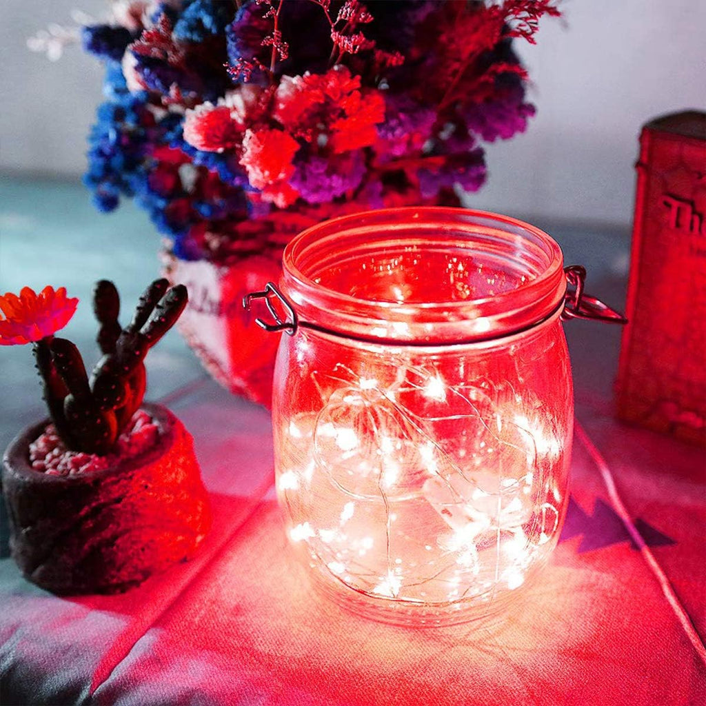 Ariceleo LED Fairy Lights - Battery Operated Copper Wire String Lights | 5m/16ft Red for Bedroom & Parties