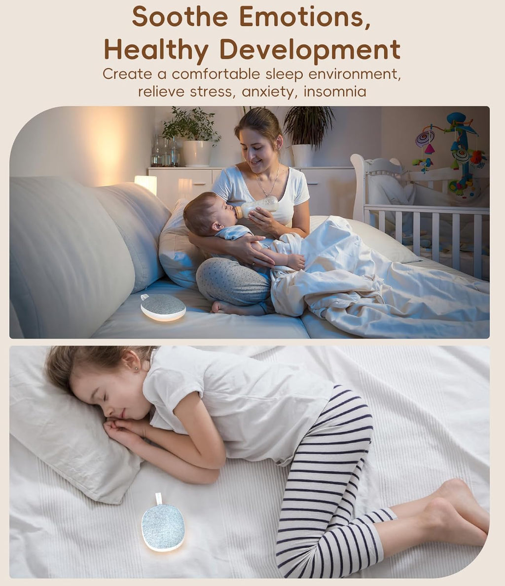 Skiennix Portable White Noise Machine - Bluetooth Speaker & Rechargeable Baby Sleep Soother | 6 Soothing Sounds, Blue