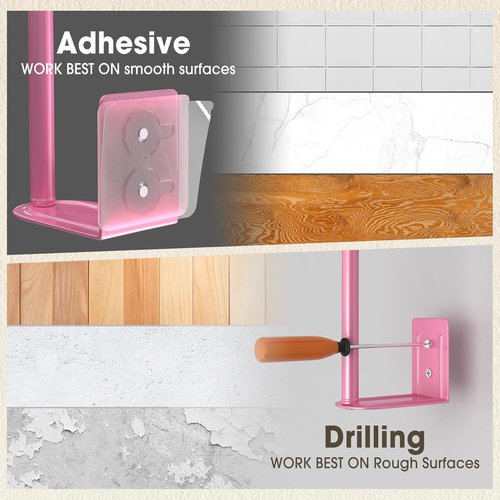 Durmmur Hat Racks - 2 Pack Stainless Steel Baseball Cap Organizer with Strong Adhesive | Pink 6 in