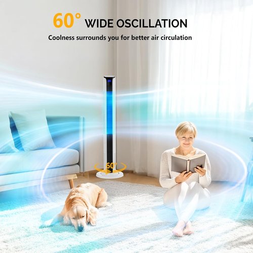 Bonnlo 42" Smart Tower Fan - Quiet Floor Fan with APP & Remote Control, 3 Modes, 3 Speeds, Oscillating Design