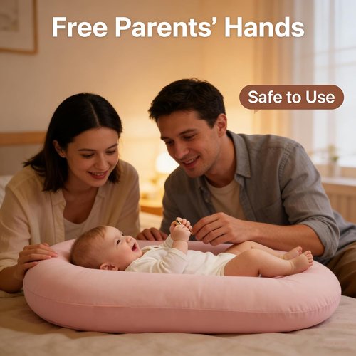 **Snuggle Cozy Baby Lounger | 100% Cotton Soft & Breathable Infant Play Mat | Pink for 0-24 Months**