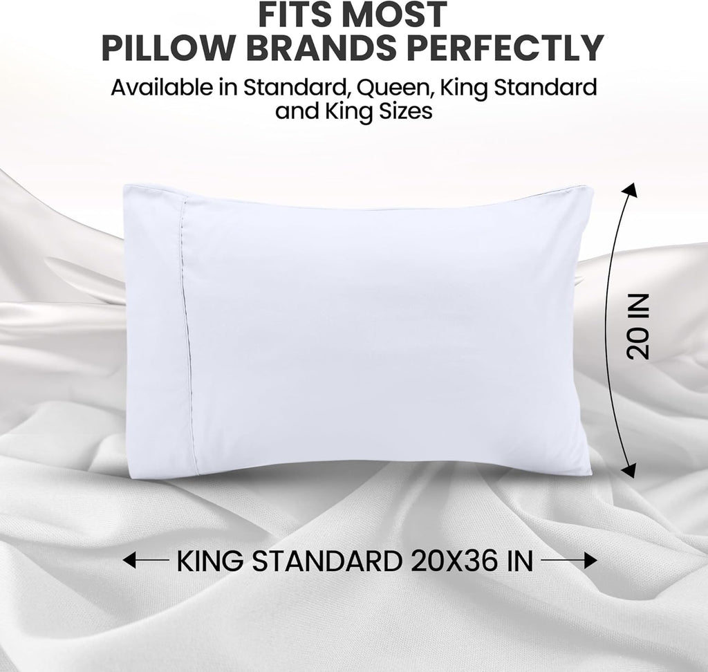 Utopia Bedding King Pillow Covers 2-Pack - Soft Brushed Microfiber | Oeko-TEX Certified, 20x36 Inches (White)