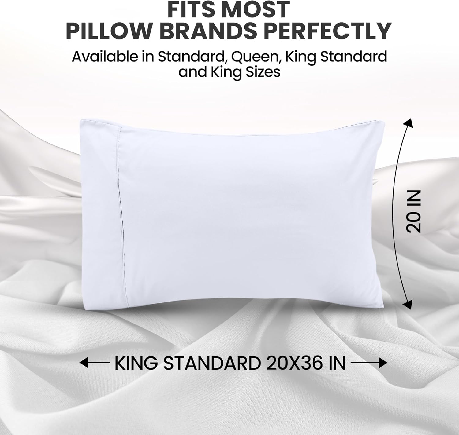 Utopia Bedding King Pillow Covers 2-Pack - Soft Brushed Microfiber | Oeko-TEX Certified, 20x36 Inches (White)
