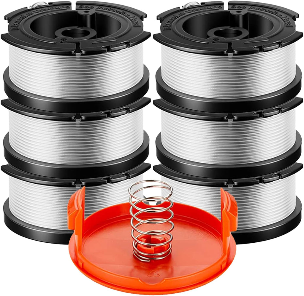Black & Decker AF-100 Weed Eater Spool - 30ft 0.065" Automatic Feed | 8-Pack with Cap & Spring
