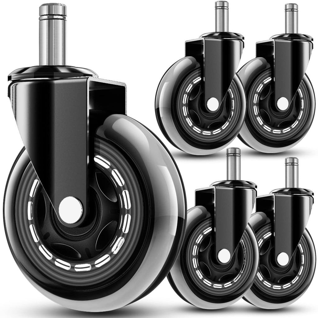 RidRed Office Chair Wheels - Heavy-Duty 3 Inch Rubber Casters | Universal Fit, Noise-Free, Fits Most Chairs