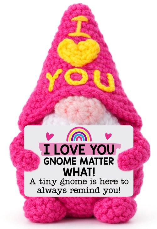 XgiftCreat Gifts for Her Girlfriend Anniversary - Easter Basket Stuffers Essentials Cute Crochet Gnome Gift for Wife Women Boyfriend Husband Him Men Couple Birthday Wedding Romantic Long Distance Gift