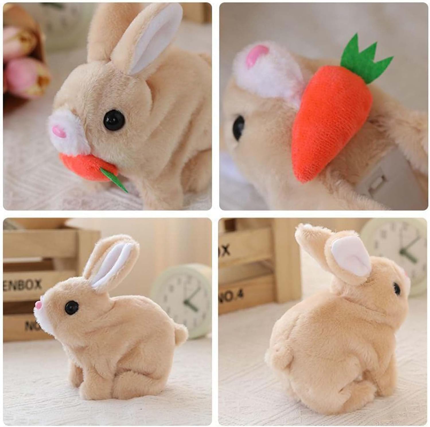 Skiennix Easter Bunny Toy - Interactive Plush Rabbit with Sounds & Movements | White
