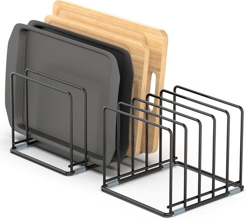 Cutting Board Organizer | Skiennix 2-Pack Kitchen Cabinet Rack with 5 Slots for Baking Trays & Sheets