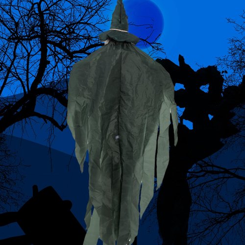 Halloween Animatronics Motion Activated 6Ft Creepy Hanging Witch with Light-up Eyes Halloween Decoration Outdoor Haunted House Prop Décor Indoor 2025 Update