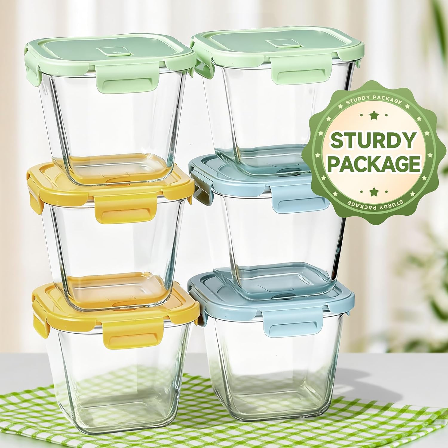 Regine Switzerland Glass Soup Containers - 32oz Borosilicate Storage with Lids, Airtight & Microwave Safe | 6 Pack
