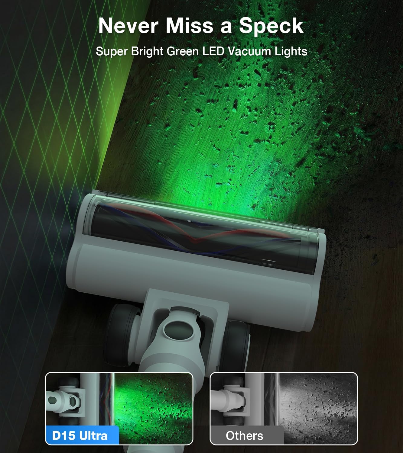 Skiennix Cordless Vacuum Cleaner - 15-in-1 Lightweight Stick Vacuum with LED Light & Anti-Tangle | 55 Minutes Runtime for Home Use