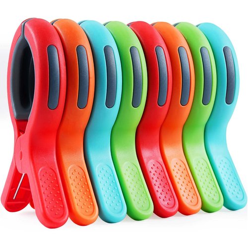 Large Beach Towel Clips for Beach Chair, Heavy-Duty Plastic Clothes Pins, Towel Clips for Beach Chairs Cruise-Keep Your Towel from Blowing Away, Vacation Beach Must Have Beach Chair Clips