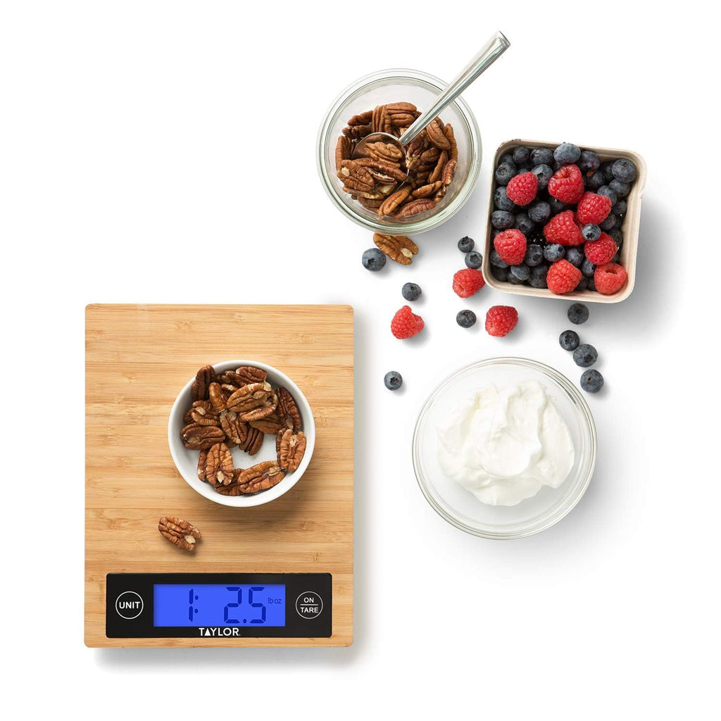 Taylor Digital Kitchen Scale - Accurate 11 Lb Capacity | Eco-Friendly Bamboo Design