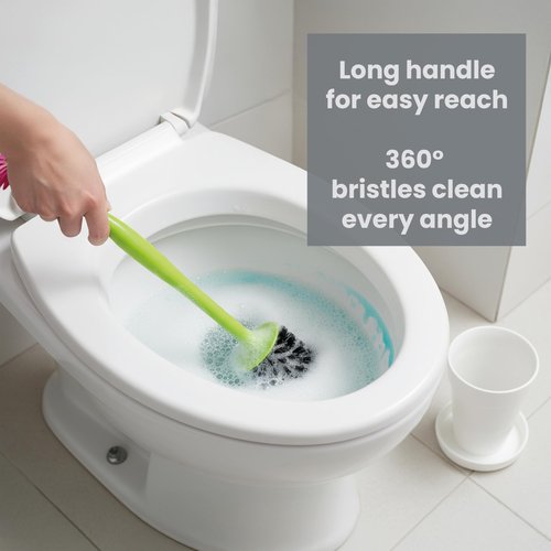Vigar Flower Power Toilet Brush with Holder Set Toilet Brush with Daisy-shaped Handle, Flowerpot Base with Saucer Durable Bristles for Bathroom, White