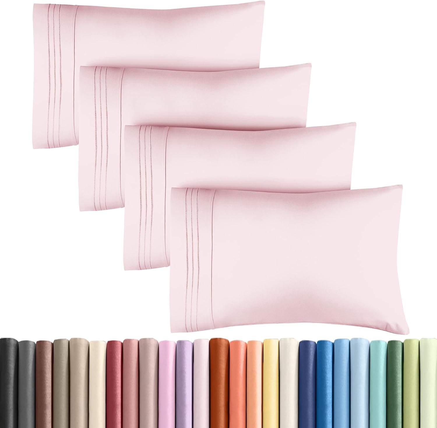 Regine Switzerland Queen Pillow Cases Set of 4 - Ultra Soft, Hotel Quality - Cozy & Wrinkle-Free - Lavender Pink