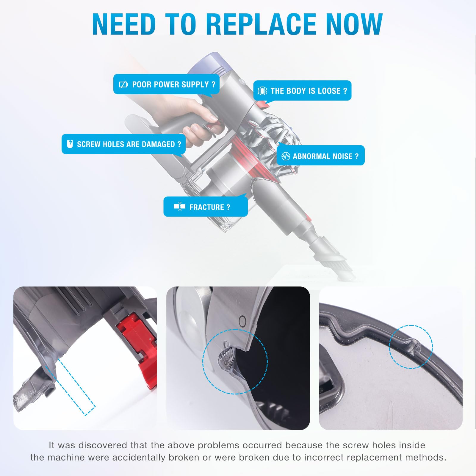 Main Body Assembly Housing Compatible with Dyson V8 SV10 Main Body Assembly Vacuum Cleaner Casing Part 967812-01, Built-in V8 SV10 Trigger Switch Assembly Replacement