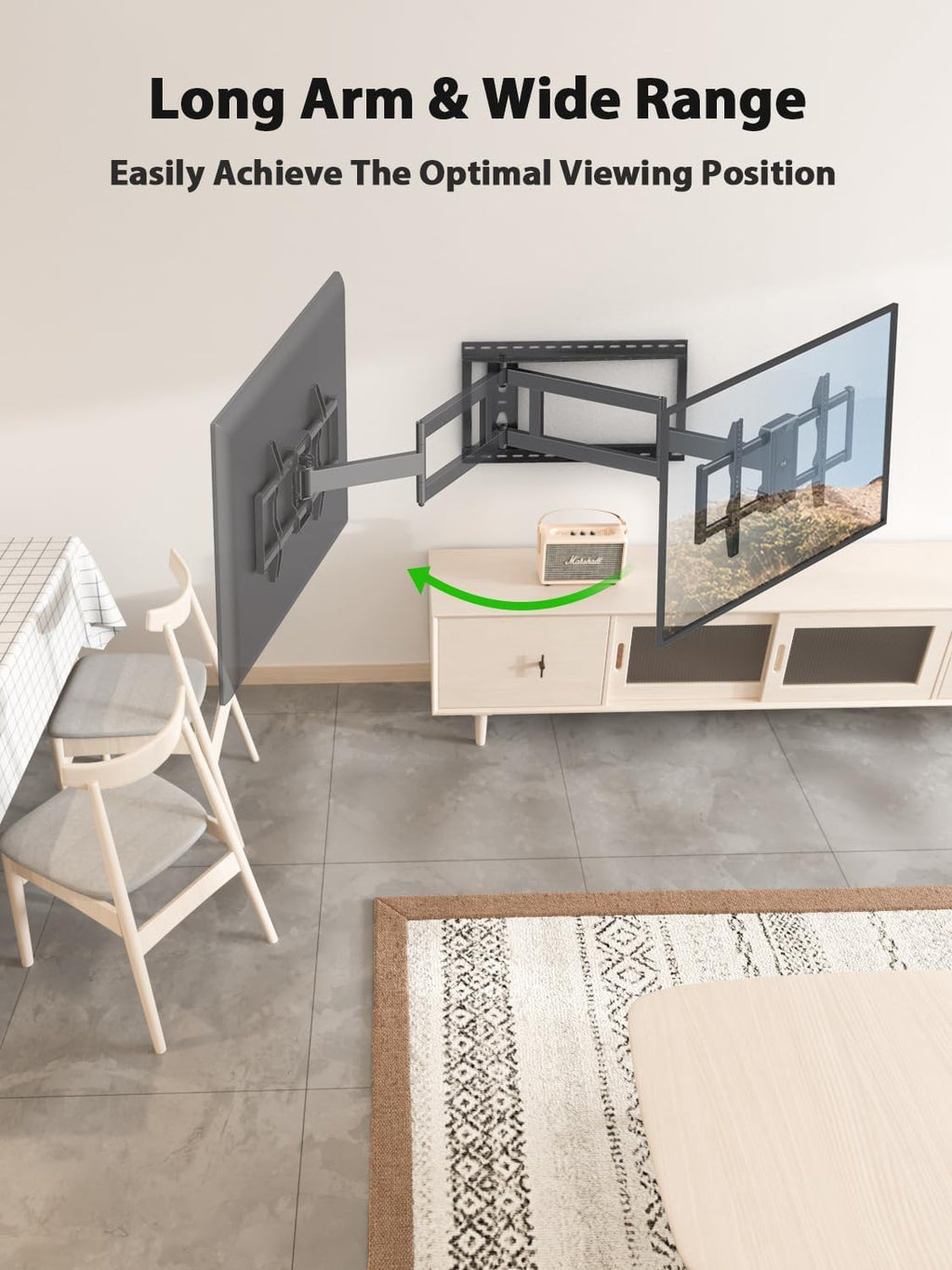 USX Mount Long Arm TV Wall Mount - Full Motion Design for 42-95 Inch TVs | 40 Inch Extension, Swivel & Tilt, 150lbs Capacity