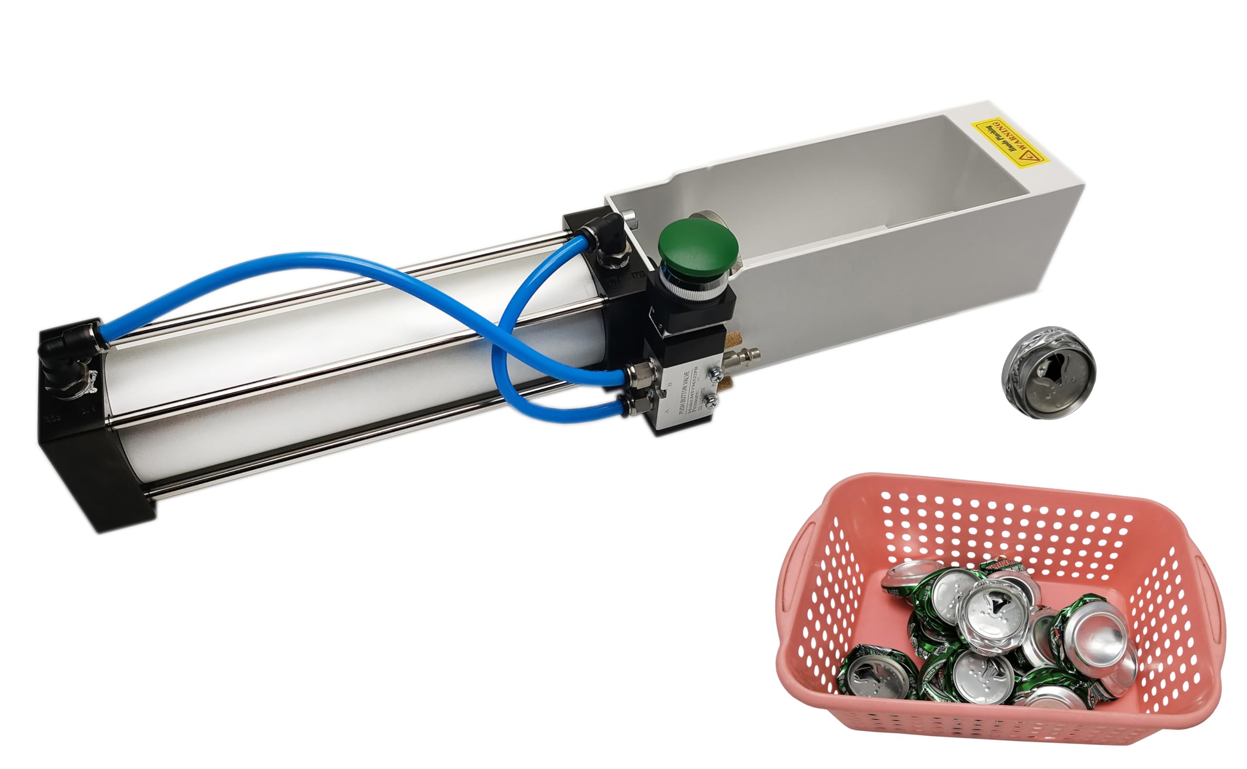 NKAIKE Aluminum Can Crusher, 24 Oz / 16 Oz / 12 Oz Can Crusher, Heavy Duty Pneumatic Cylinder Soda Beer Can Smasher, Recycling Tool (Countertop Button Valve)