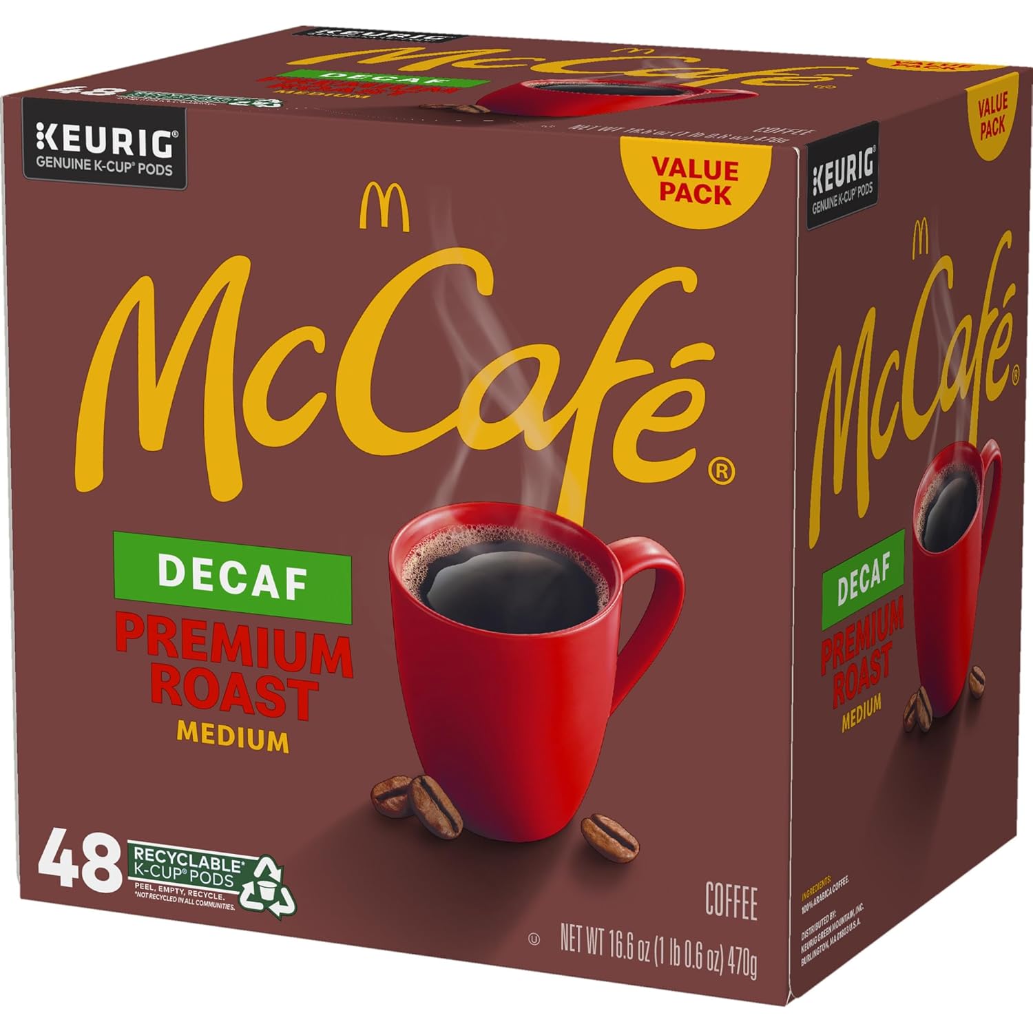 McCafe Premium Roast Decaf Coffee Pods - Medium Roast Keurig K-Cup Pods, 48 Count