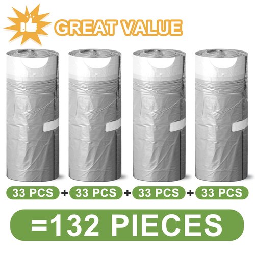 132 Count-Small Trash Bags,4 Gallon Trash Bag Drawstring,White Bathroom Garbage Bags,Tear-Free Garbage Bags,Plastic Wastebasket Liners for Toilet Home Office and Bedroom