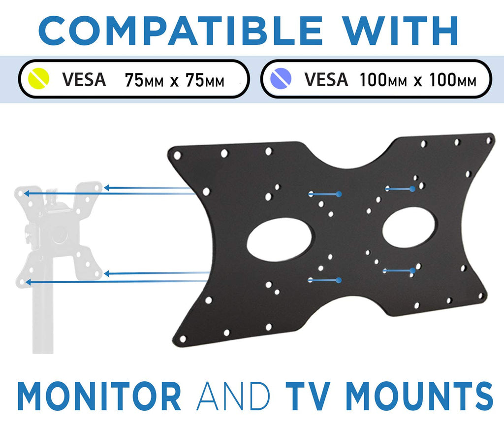 Mount-It! Steel VESA Adapter Plate Bracket, Conversion Kit for TV and Monitor Mounts, Expands 50x50 75x75 100x100 200x100 200x200 to Larger VESA Patterns Up to 400x200mm, Fits 32"–55" Screens