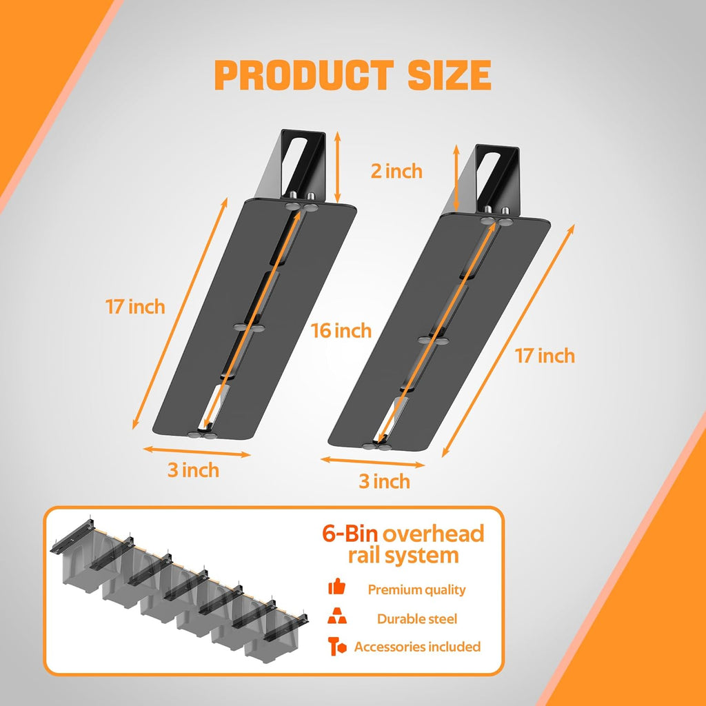 Ultrawall Overhead Garage Storage Racks - Heavy-Duty Ceiling Organizer for Bins | Adjustable Width (7 Pack, 6 Bins)