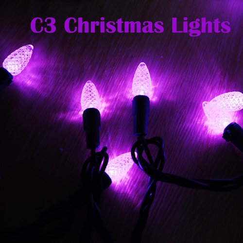 FOMOMDI C3 Outdoor Christmas Lights, 18Ft 50 LED Commercial Grade String Lights for Patio Garden Home Halloween Xmas Tree Holiday Indoor Decoration (1, Purple)
