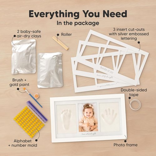 KeaBabies Baby Handprint Kit - Personalized Keepsake Frame for Newborns | Ideal Gift for New Moms (Alpine White)