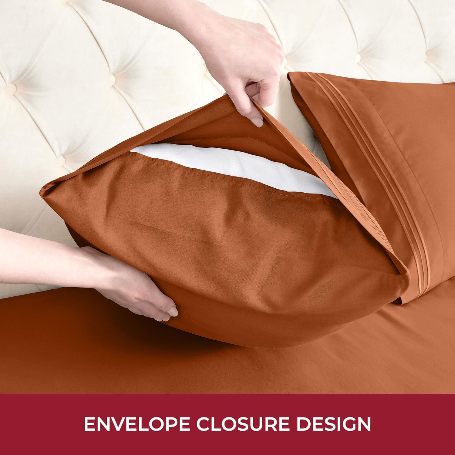 Mellanni RV Short Queen Sheets - Luxury Cooling Bedding Set - Extra Soft, Deep Pocket up to 10" | Terracotta