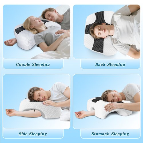 Eliteguard Side Sleeper Pillow with Arm Hole, Upgraded Height Arm Pillow for Larger Frames, Shoulder Relief System, Premium Memory Foam, Suitable for Side, Back and Stomach Sleepers - Grey