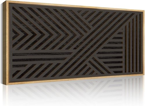 IARTTOP Extra Large Black Wood Wall Art - Framed Abstract Geometric Decor 20x40 Inch for Modern Spaces