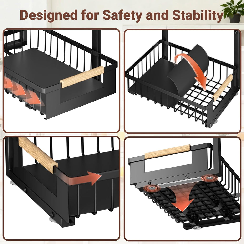 Under Sink Organizer by [Brand Name] - L-Shape 2-Tier Pull-Out Cabinet Storage Rack | Adjustable Height, Black, 2 Pack
