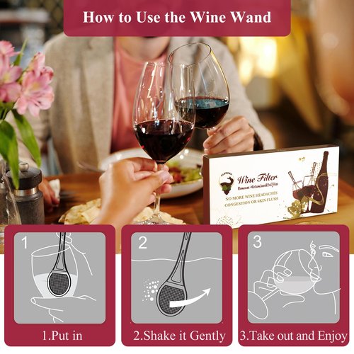 Clerona Wine Wine Filters, the Wine Purifier, Sulfite and Histamines Remover - Naturally Eliminate Allergies & Sensitivities (Pack of 8)