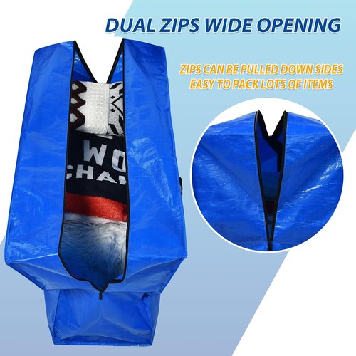57 Gallon Extra Large Storage Bags by [Brand Name] - Heavy Duty Jumbo Moving Totes | Foldable Duffle for Travel & Christmas Tree - 2 Pack