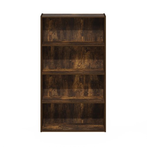 Furinno PASIR Book Shelf, 4-Tier Bookshelf, Bookcase with Open Shelf, 9.4 x 23.6 x 41.7, for Living Room, Bedroom, Home Office, Amber Pine