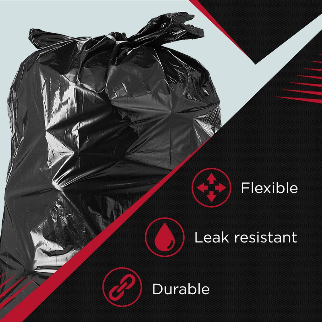 Tasker Contractor Garbage Bags 55 Gallon 3 Mil Heavy Duty (32 Bags w/Ties) 60 Gal Contractor Bags 3 Mil. 55 Gallon Heavy Duty X-Large Black Trash Bags 50 Gal,