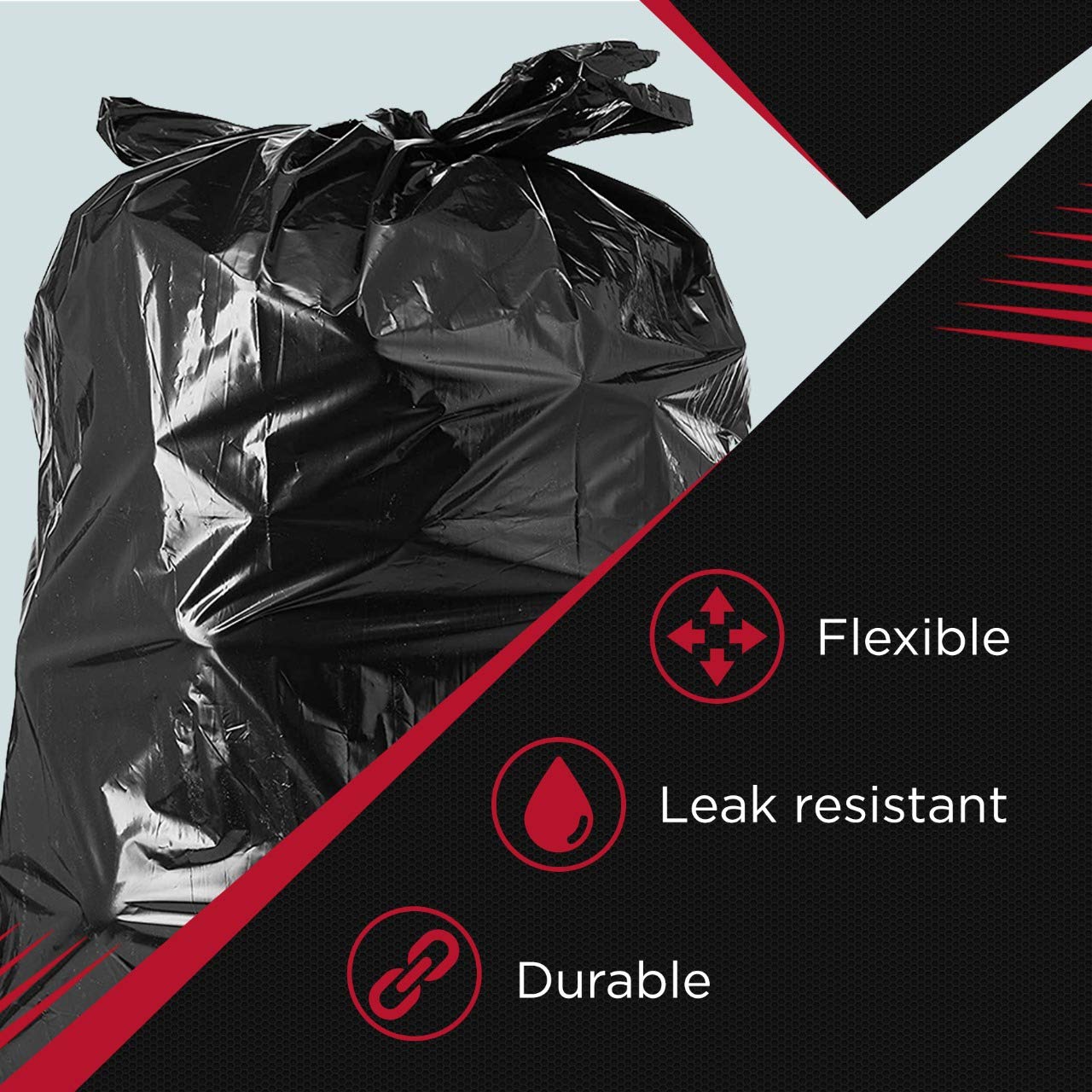 Tasker Contractor Garbage Bags 55 Gallon 3 Mil Heavy Duty (32 Bags w/Ties) 60 Gal Contractor Bags 3 Mil. 55 Gallon Heavy Duty X-Large Black Trash Bags 50 Gal,