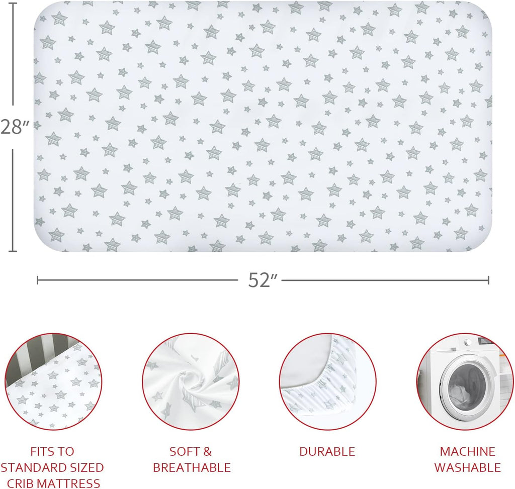 Skiennix Fitted Crib Sheets - Soft & Breathable 4-Pack for Standard Crib & Toddler Mattresses | Pink