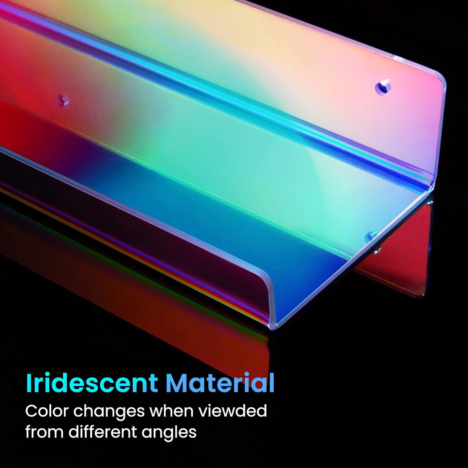 Upsimples Acrylic Wall Shelves - 15” Display Shelf for Perfume & Skincare | Iridescent 4-Pack