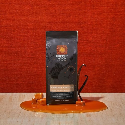 Copper Moon Medium Roast Ground Coffee, Caramel Vanilla Blend, 12 Ounce Bag
