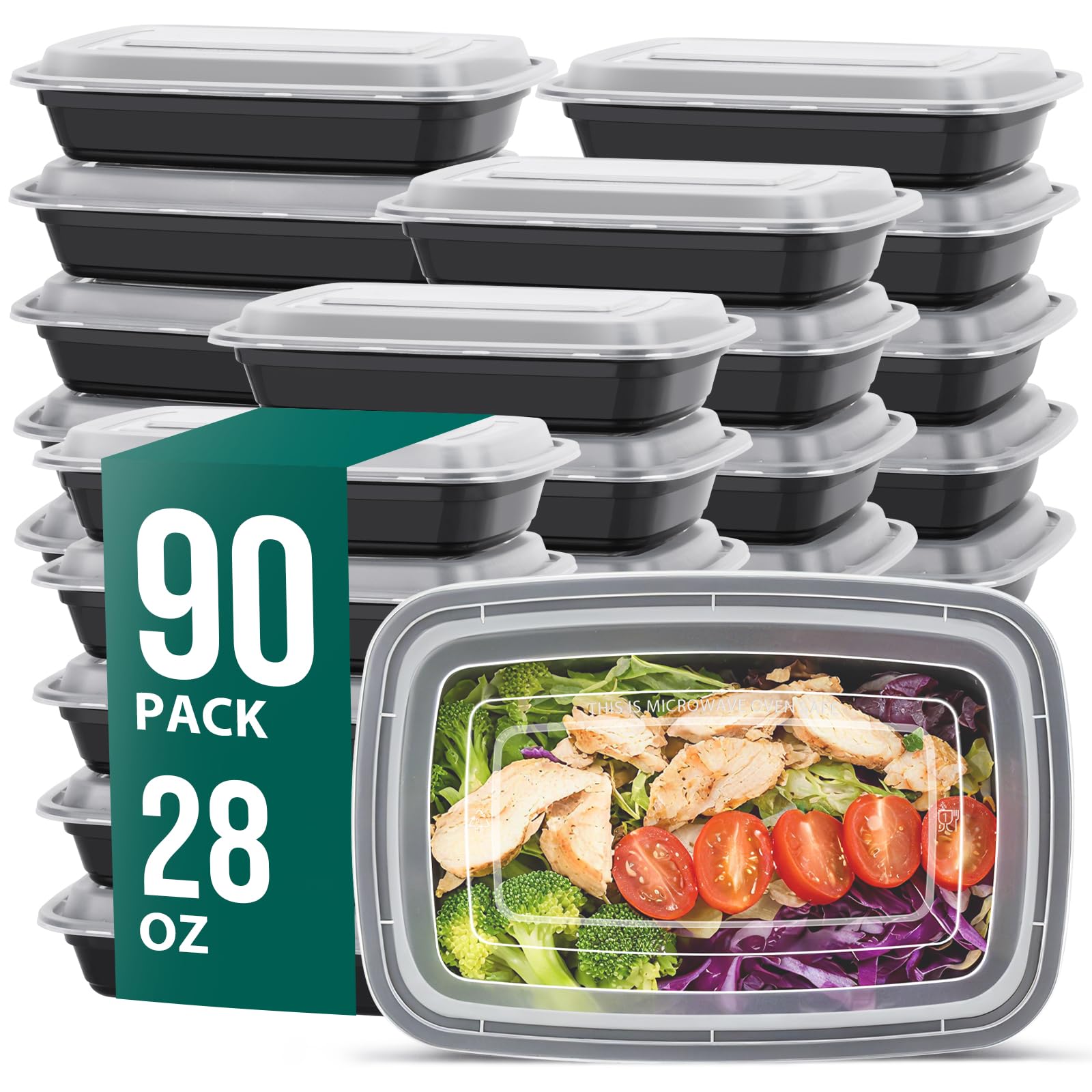 FUHITIM 90 Pack 28 oz Disposable Containers with Lids, Meal Prep Containers，Sturdy Leakproof & Food Safe, Microwave, Freezer, Dishwasher Safe Food Storage Containers with Lids Easy Open