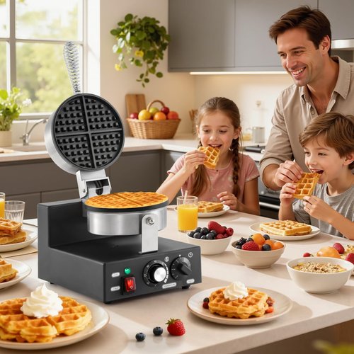 Dyna-Living Commercial Waffle Maker 1200W Professional Waffle Maker Commercial Restaurant Waffle Iron Non-stick Classic Waffle Machine Waffle Bowl Maker for Home