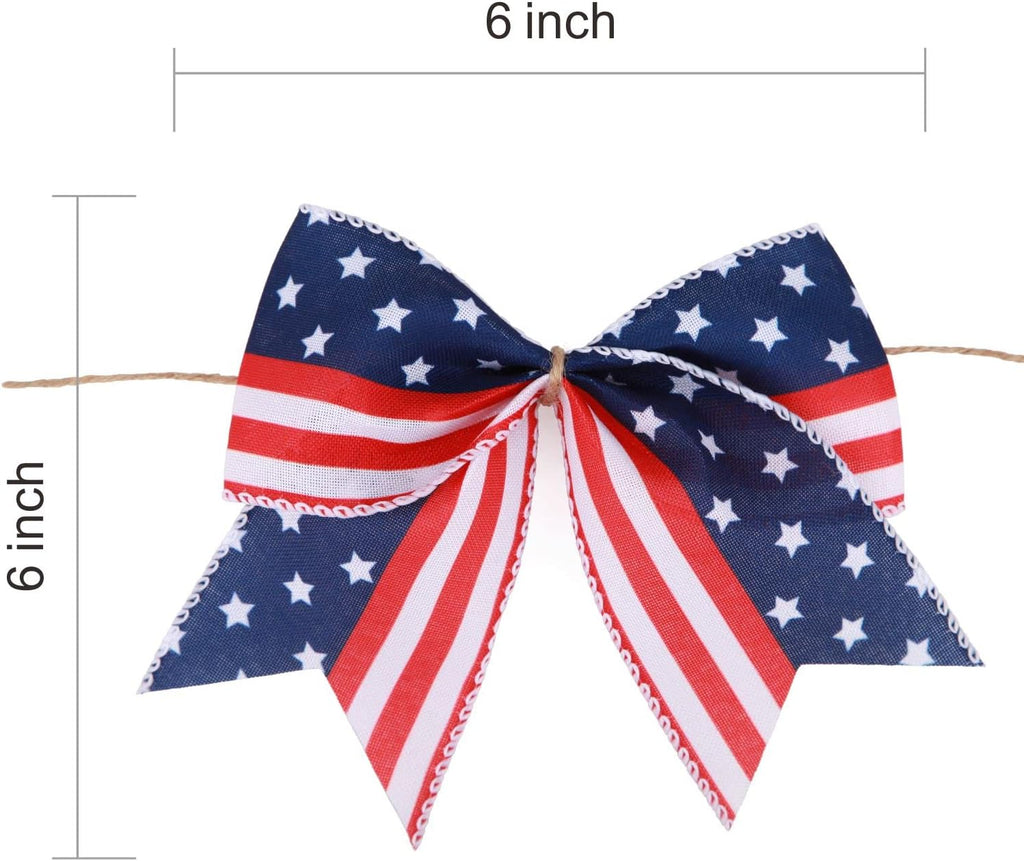 Meseey Patriotic Bow Set - 12 Pcs 6-Inch American Flag Bows for 4th of July Decor & Gift Wrapping