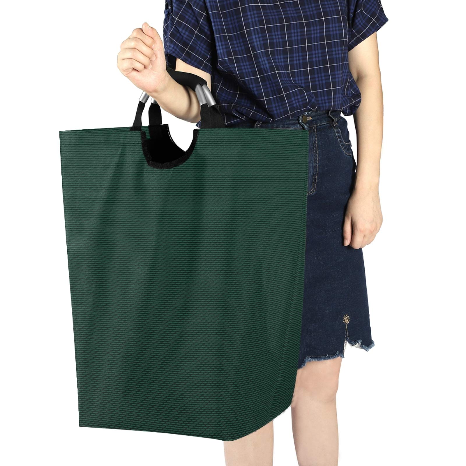 Qilmy Hunter Green Laundry Hamper Large Waterproof with Handle Laundry Baskets Foldable Lightweight Store Basket for Bathroom Bedroom