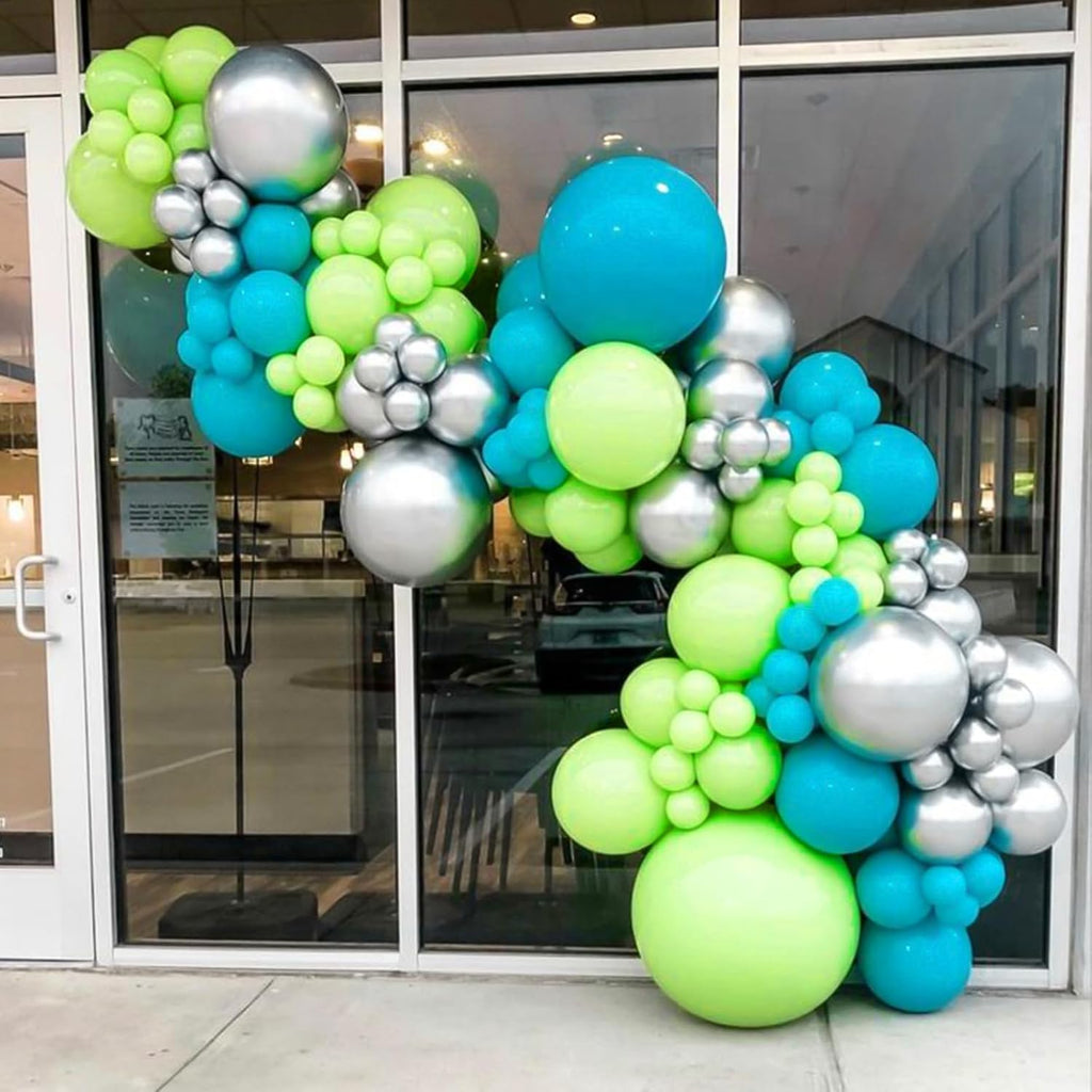 RUBFAC Blue & Green Balloons - 129pcs in 5-18 Inch Sizes for Garland & Arch | Perfect for Parties & Events