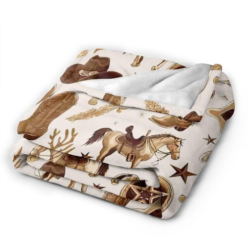 Western Blanket Soft Cozy Southwestern Flannel Throw Blanket Cowboy Decor Warm Lightweight Fleece Plush Bedding Stuff Blanket Gifts for Lover Kids Girls Boys Women Adults Bed Travel 40"x50"