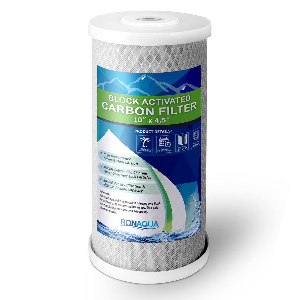 Big CTO Carbon Block Water Filters 4.5" x 10" Whole House Cartridges WELL-MATCHED with CBC Series, WFHDC8001, EP and EPM Series (8 Pack)
