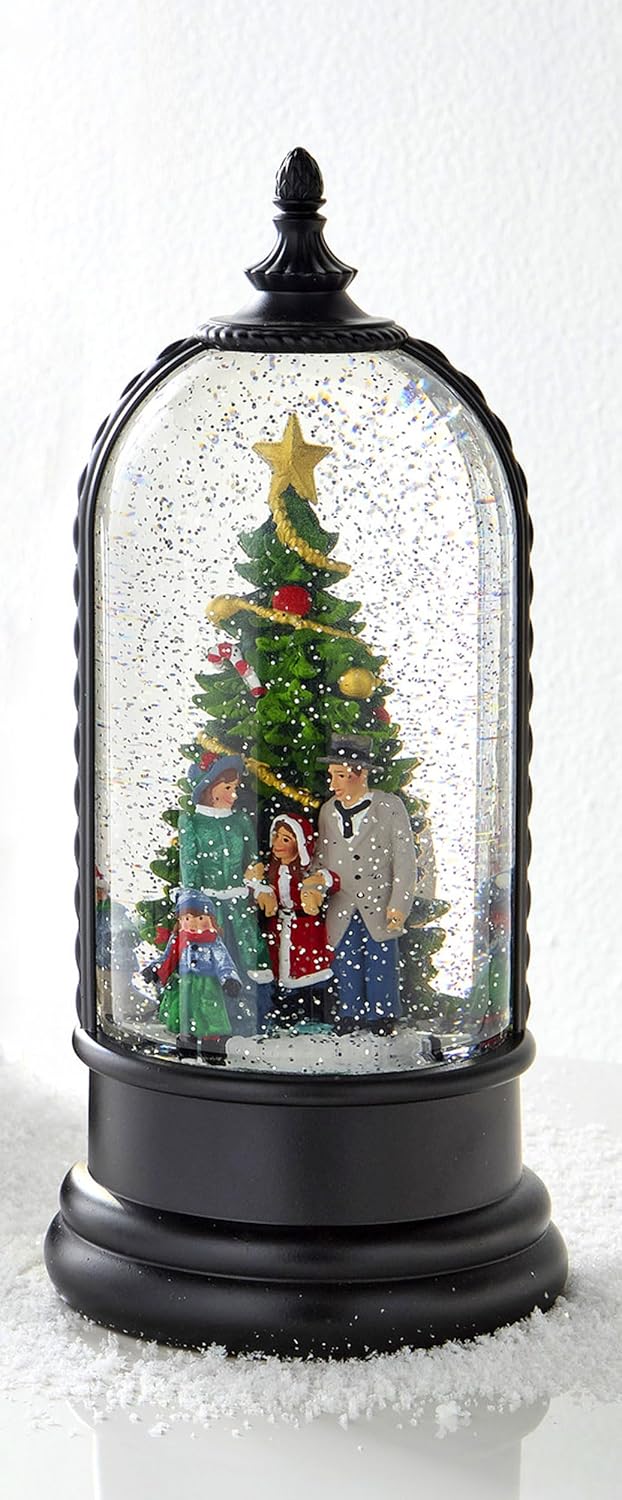 RAZ Imports - 11" Ice Skating Animated Musical Lighted Water Lantern - Perfect Holiday Decor