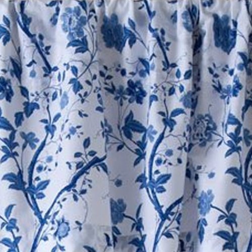 Laura Ashley - Valance, 100% Soft Cotton Window Treatment with Rod Pocket, Lightweight & Machine Washable, Floral Printed Curtain (Charlotte Blue, 15" x 86")