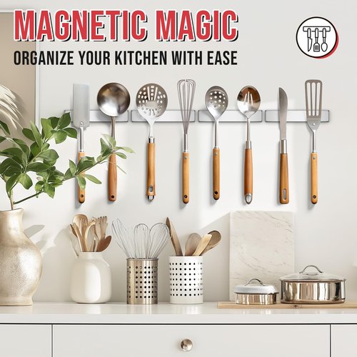 FINDMAG Bar Magnets, 30 Pack Bar Magnets with Double-Sided Adhesive, N52 Magnetic Bar for Fridge, Garage, Kitchen, Silver